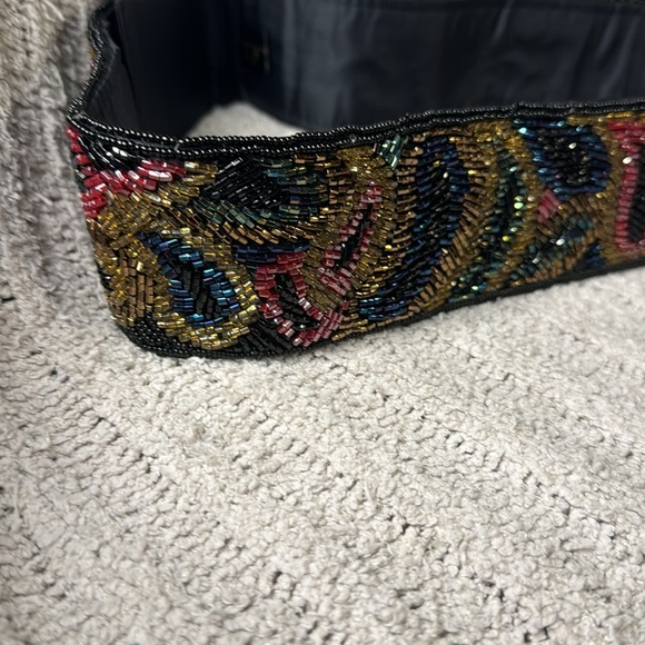 Vintage Regale Ltd Brand Beaded Belt Velcro Closure - Beaded Paisley Design - Picture 4 of 10